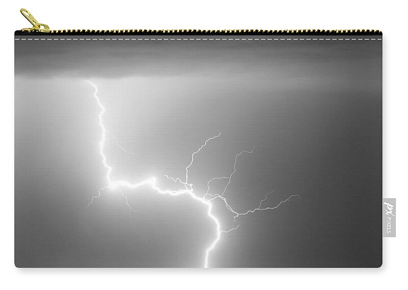 City Zip Pouch featuring the photograph C2G Lightning Strike in Black and White by James BO Insogna