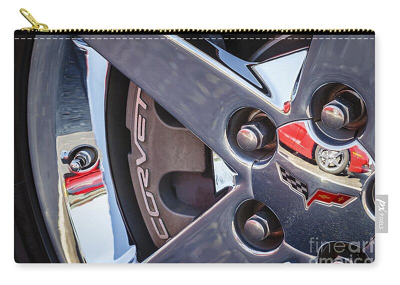 Chevrolet Zip Pouch featuring the photograph C6 Corvette Wheel by Dennis Hedberg