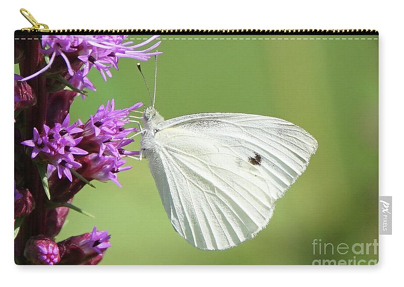 Butterfly Zip Pouch featuring the photograph Cabbage White Butterfly and Flower by Robert E Alter Reflections of Infinity