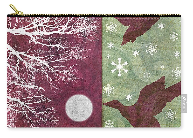 Christmas Goose Zip Pouch featuring the painting Cabin Christmas IV by Mindy Sommers