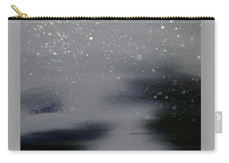 Abstract Zip Pouch featuring the painting Cabin in the Snow by Lenore Senior