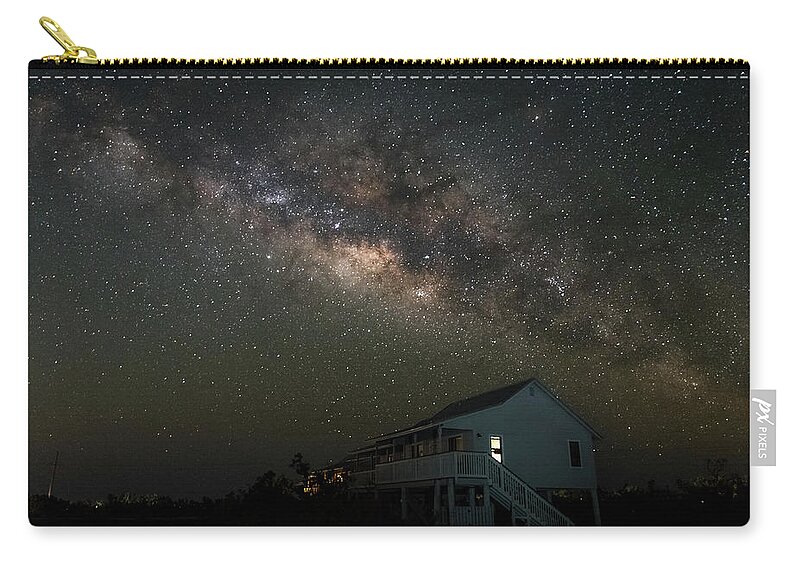 Cabin Zip Pouch featuring the photograph Cabin Under The Milky Way by David Hart
