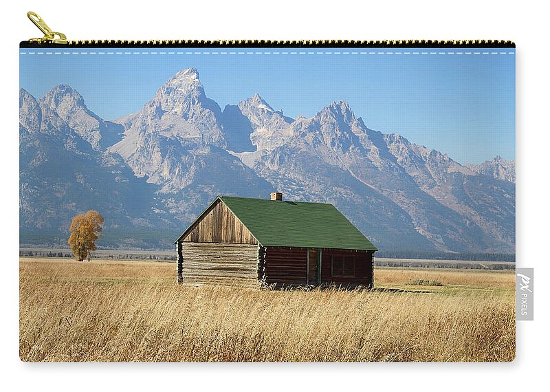 Tetons Zip Pouch featuring the photograph Cabin with a View by Shirley Mitchell