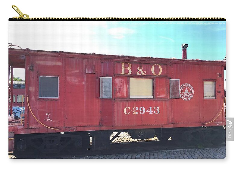 Train Zip Pouch featuring the photograph Caboose by Chris Montcalmo