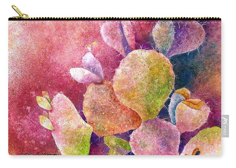 Hearts Zip Pouch featuring the painting Cactus Heart by Hailey E Herrera