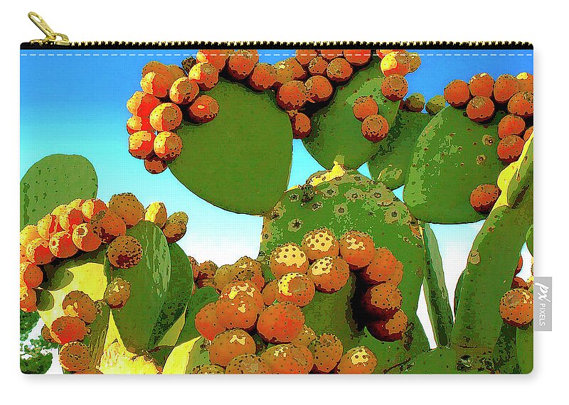Cactus Zip Pouch featuring the mixed media Cactus Pears by Dominic Piperata