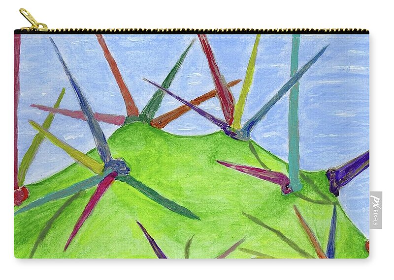 Succulent Plant Zip Pouch featuring the painting Cactus Rainbow by Stephanie Agliano