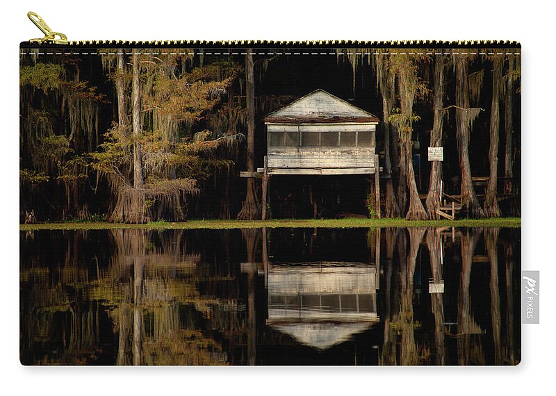 Boat House Zip Pouch featuring the photograph Caddo Lake Boathouse by David Chasey