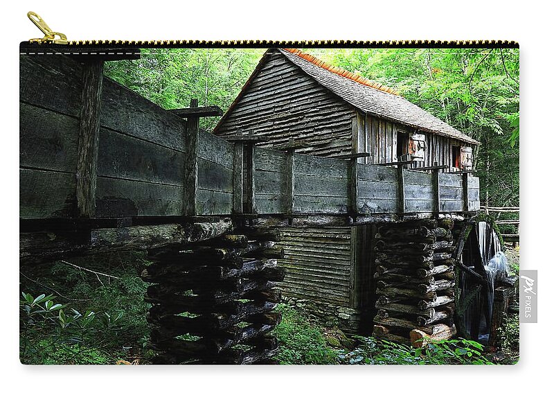 Cades Cove Zip Pouch featuring the photograph Cades Cove Grist Mill In The Great Smoky Mountains National Park II by Carol Montoya