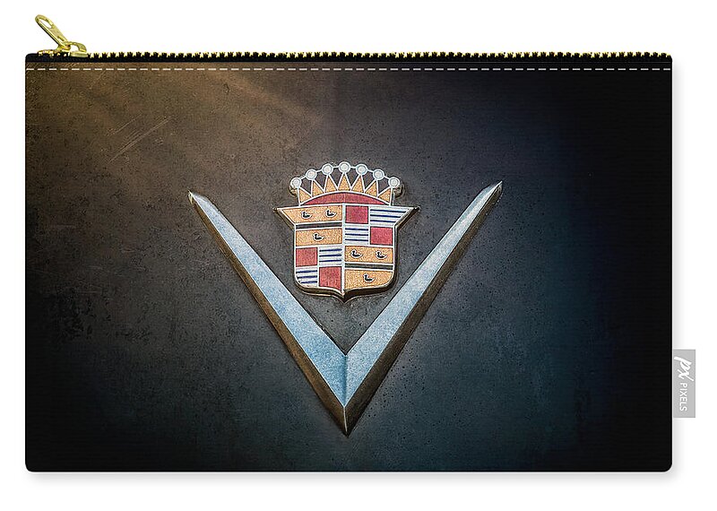 Cadillac Zip Pouch featuring the digital art Cadillac Crest by Douglas Pittman