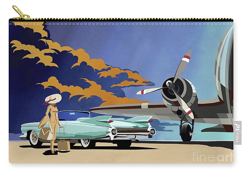 Cadillac Carry-all Pouch featuring the painting Cadillac Eldorado 1959 by Sassan Filsoof