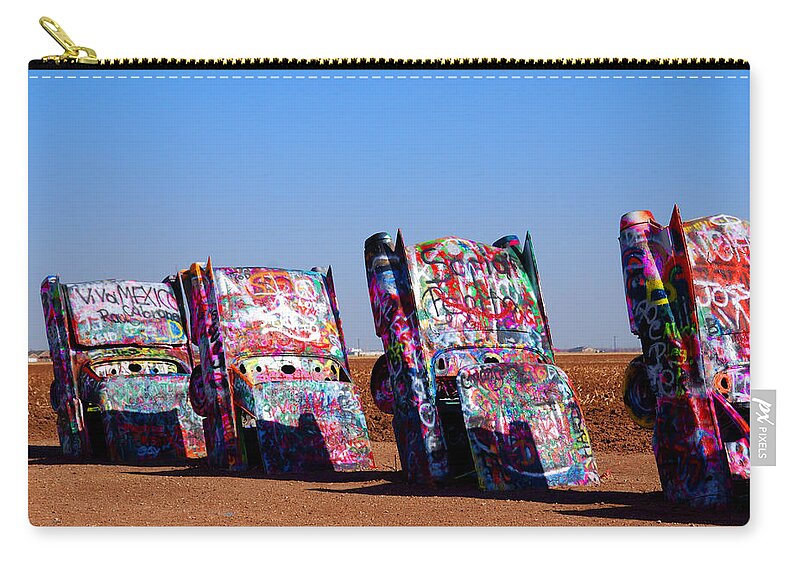 Photography Zip Pouch featuring the photograph Cadillac Ranch by Susanne Van Hulst