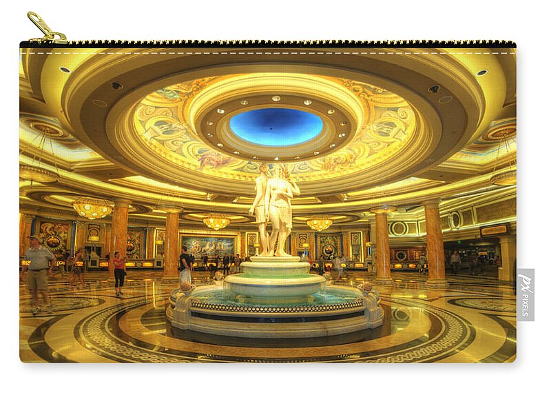 Art Zip Pouch featuring the photograph Caesar's Grand Lobby by Yhun Suarez