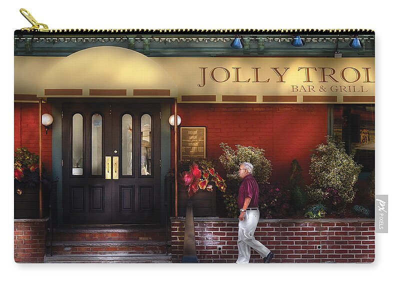 Westfield Zip Pouch featuring the photograph Cafe - Jolly Trolley by Mike Savad