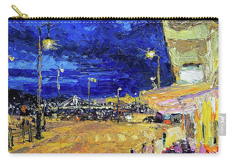 Budapest Cafe Zip Pouch featuring the painting Cafe at Fovam Square by Judith Barath