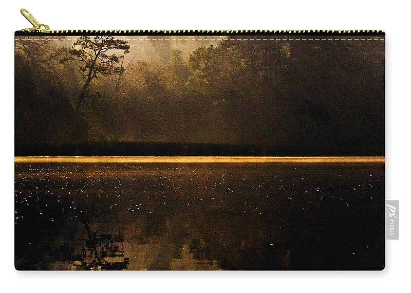 Fog Zip Pouch featuring the photograph Cahooque Creek Sunrise by Bob Decker