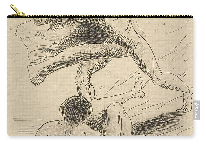 19th Century Art Zip Pouch featuring the relief Cain and Abel by Odilon Redon