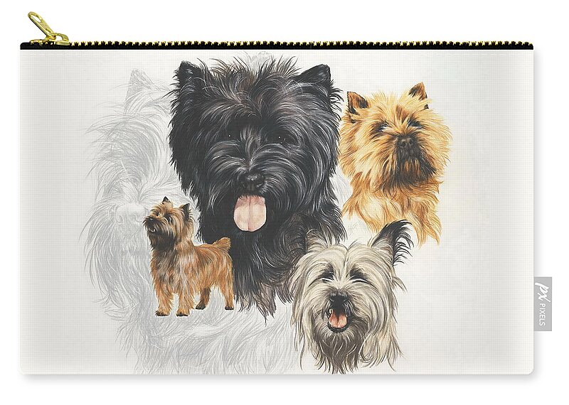 Terrier Zip Pouch featuring the mixed media Cairn Terrier Revamp by Barbara Keith