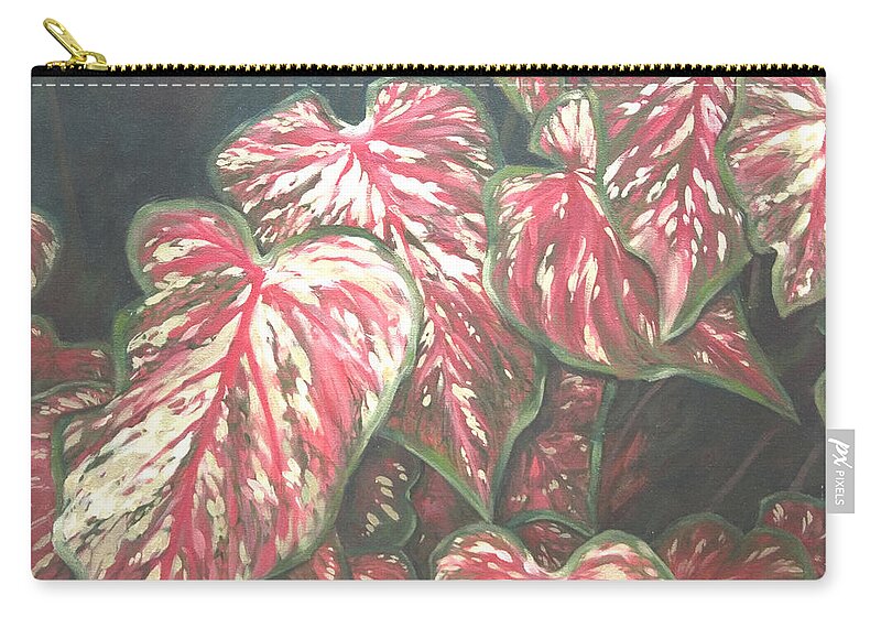 Caladiums Zip Pouch featuring the painting Caladiums by Linda Eades Blackburn
