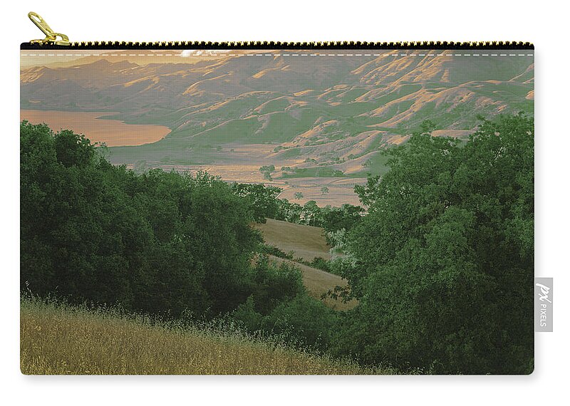 Sunol Valley Zip Pouch featuring the photograph Calaveras Reservoir, Sunol Valley, Santa Clara County, California Abstract by Kathy Anselmo