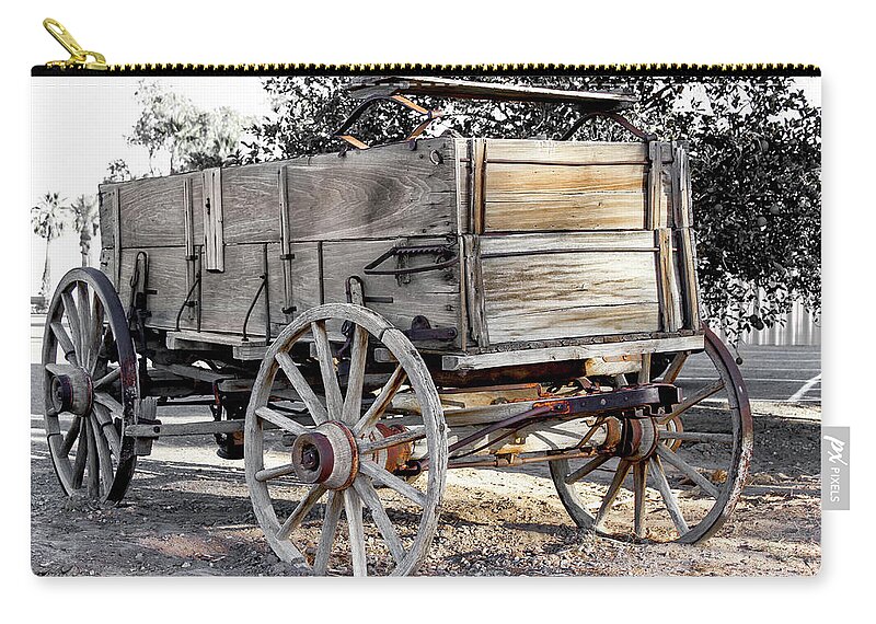 Wagon Zip Pouch featuring the photograph California Farm Wagon by Gene Parks