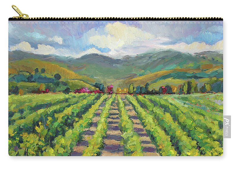 Vineyard Zip Pouch featuring the painting California Winery by Jennifer Beaudet