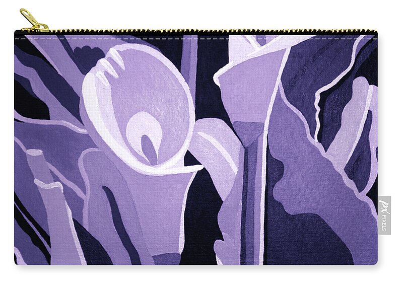 Calla Lillies Zip Pouch featuring the painting Calla Lillies Lavender by Angelina Tamez