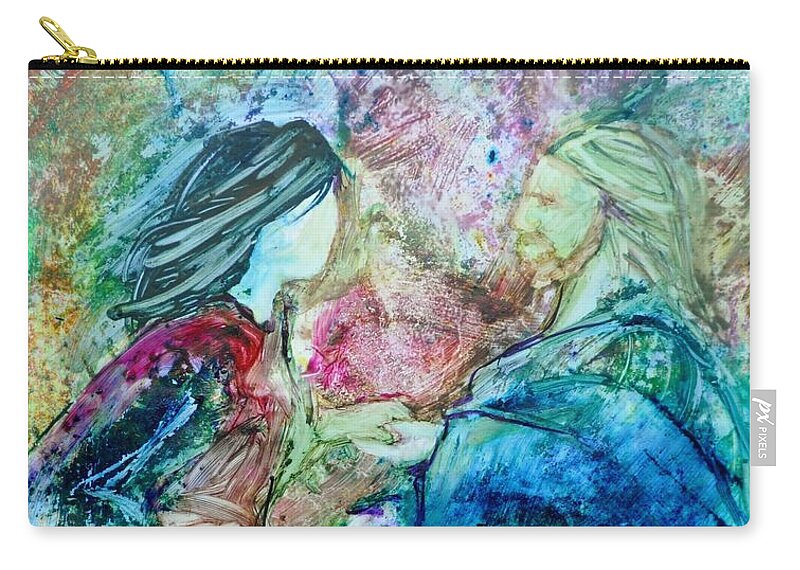 Prophetic Art Zip Pouch featuring the painting Called Out of the Boat by Deborah Nell