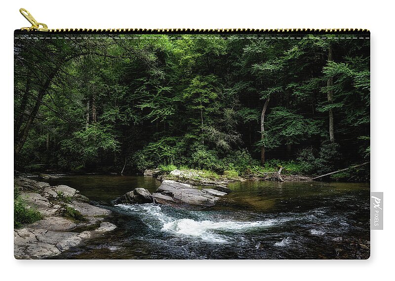 Forest Zip Pouch featuring the photograph Calming Rapids by Dianna Lynn Walker
