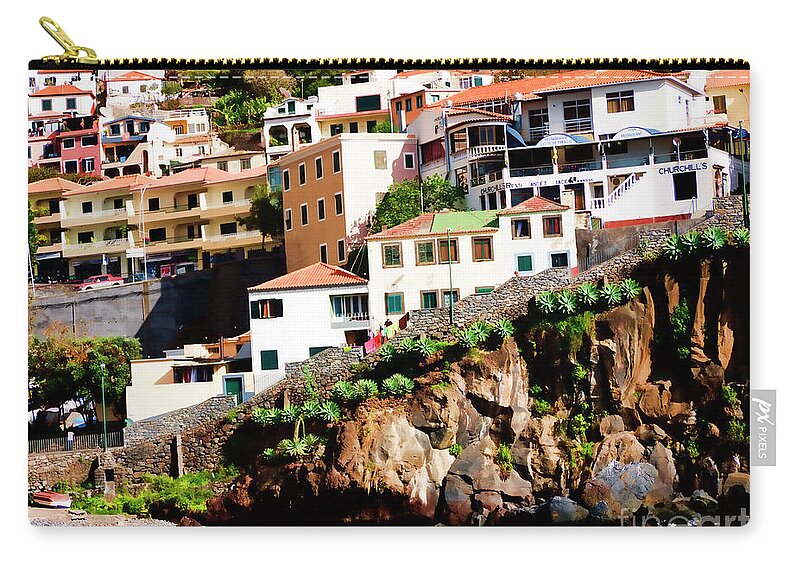 Fishing Zip Pouch featuring the photograph Camara de Lobos on the island of Madeira by Brenda Kean
