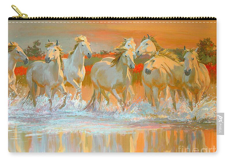 Wild; Horse Carry-all Pouch featuring the painting Camargue by William Ireland