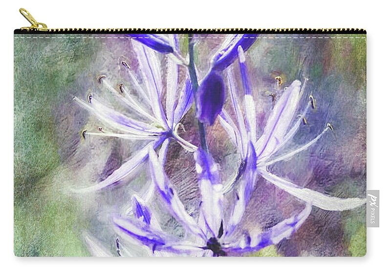 Flower Zip Pouch featuring the digital art Camassia Wildflower by Jean OKeeffe Macro Abundance Art