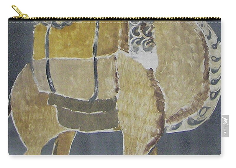 Animal Zip Pouch featuring the painting Camel Facing Right by Thomas Tribby