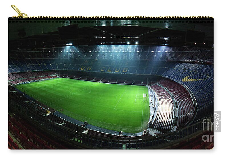 Camp Nou Zip Pouch featuring the photograph Camp Nou at night by Agusti Pardo Rossello