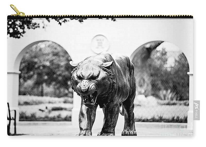 Lsu Zip Pouch featuring the photograph Campus Icon - BW by Scott Pellegrin