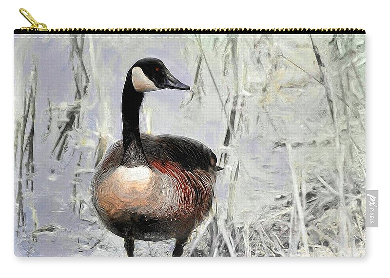 Goose Zip Pouch featuring the photograph Canada Goose by Elaine Manley