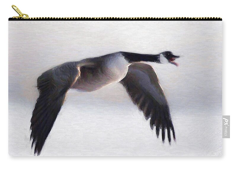 Wildlife Zip Pouch featuring the digital art Canada Goose by JGracey Stinson