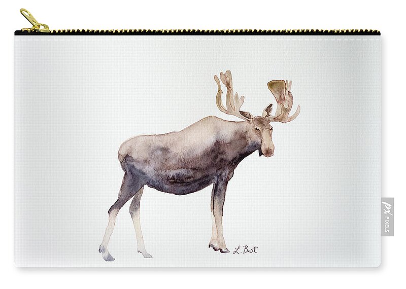 Moose Zip Pouch featuring the painting Canada Moose by Laurel Best