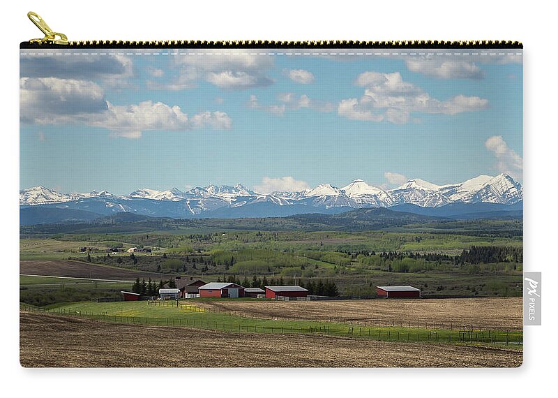 Photosbymch Zip Pouch featuring the photograph Canadian Rockies in the Distance by M C Hood