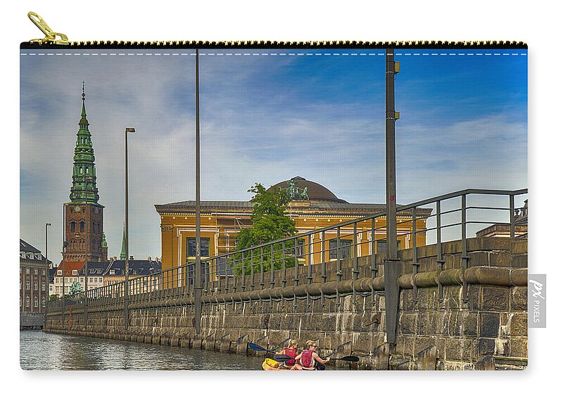 Copenhagen; Denmark; Canal; Kayaking; Kayak; Europe; Scandinavia Zip Pouch featuring the photograph Canal Kayaking in Copenhagen by Mick Burkey