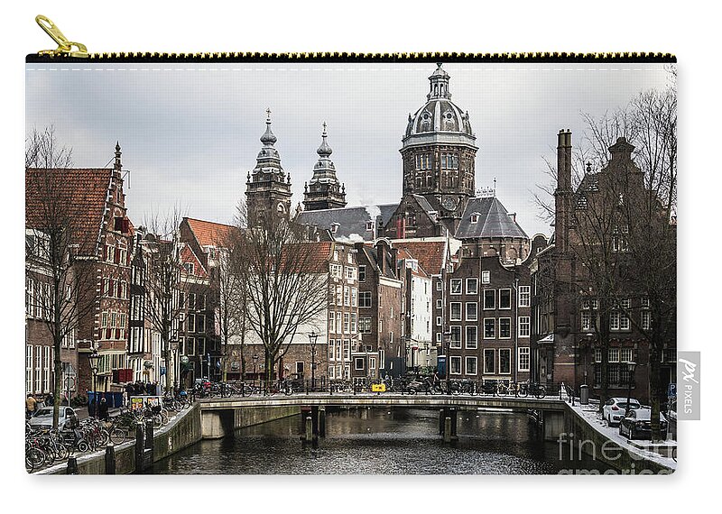 Amsterdam Zip Pouch featuring the photograph canals of Amsterdam by Didier Marti