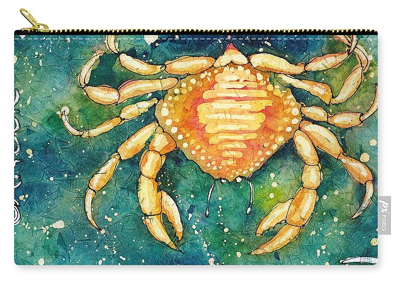 Zodiac Zip Pouch featuring the painting Cancer by Ruth Kamenev