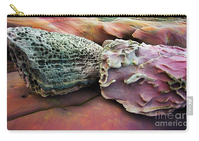 Rock Zip Pouch featuring the photograph Candied Shore by Russell Brown