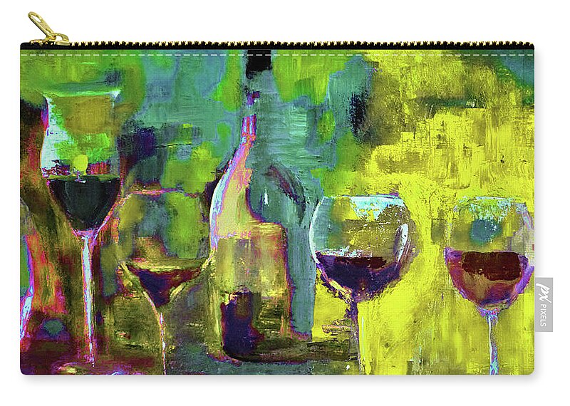 Wine Zip Pouch featuring the digital art Candle In A Tall Wine Glass By Lisa Kaiser by Lisa Kaiser