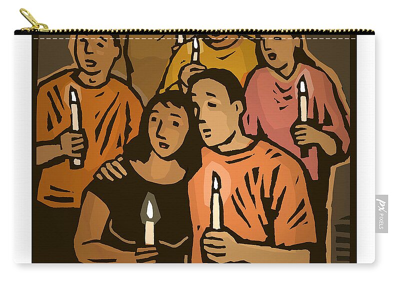 Candlelight Vigil Zip Pouch featuring the painting Candlelight Vigil - JLCAV by Julie Lonneman