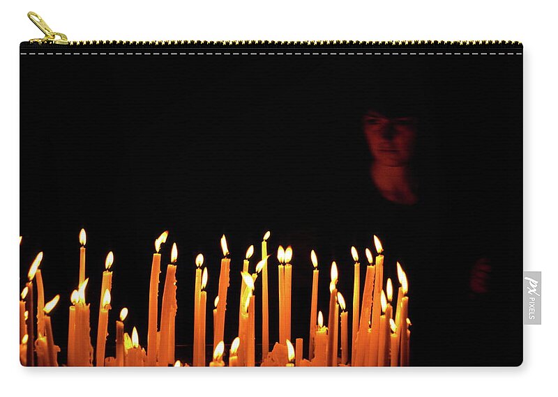 Candles Face Girl Woman Zip Pouch featuring the photograph Candles by Ian Sanders