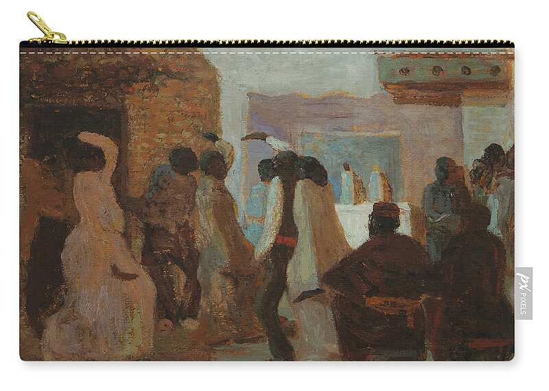 19th Century Art Zip Pouch featuring the painting Candombe o Candombe bajo la luna by Pedro Figari