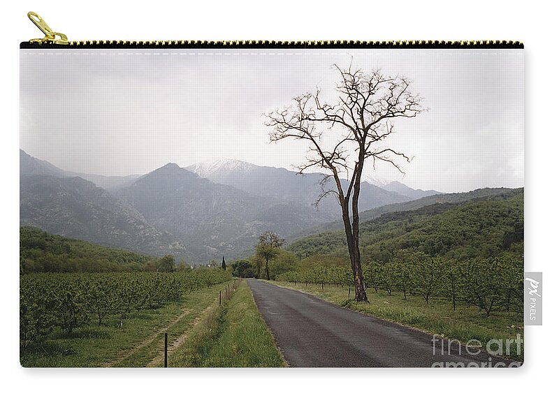 Canigou Zip Pouch featuring the photograph Canigou and tree by Riccardo Mottola