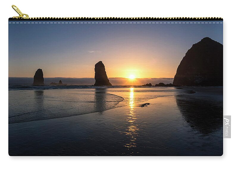 Sunsets Zip Pouch featuring the photograph Cannon Beach Sunset by Steven Clark