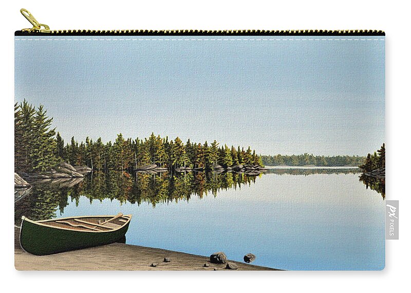 Canoe Zip Pouch featuring the painting Canoe The Massassauga by Kenneth M Kirsch